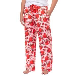Strawberry Shortcake Pajama Pants Womens SM Red Gingham Drawstring Lounge Sleep